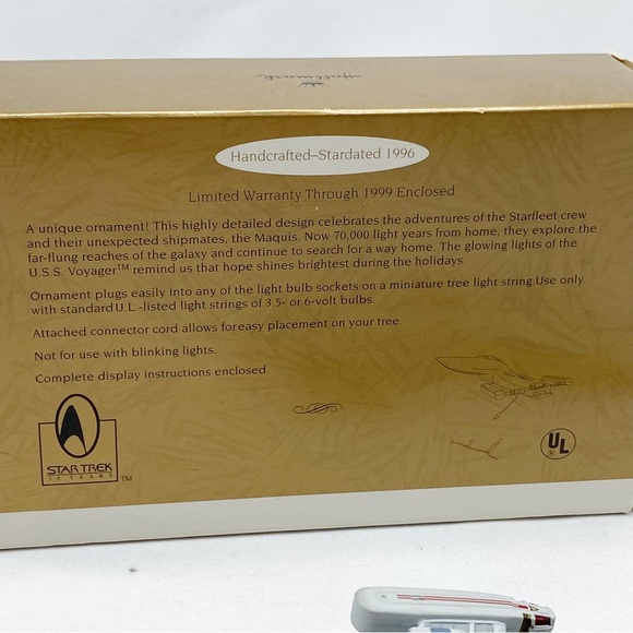 Vintage 1996 Hallmark Star Trek USS Voyager Christmas Ornament - Picture 7 of 7